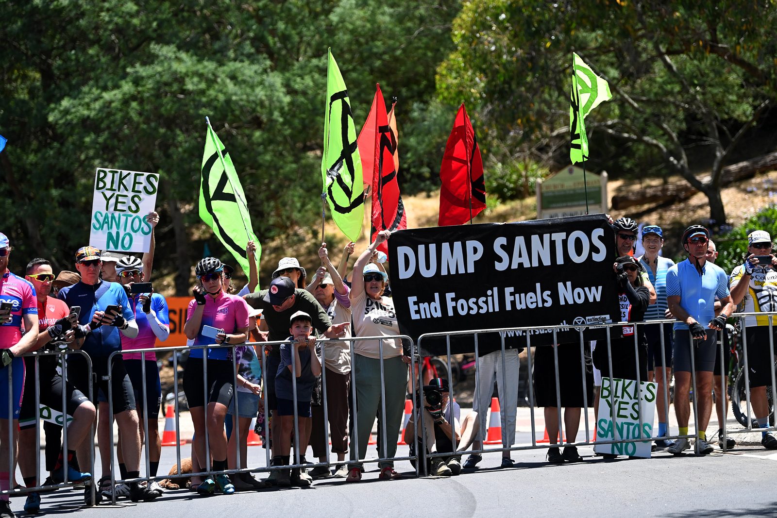 A protest for the people's demands during the 23rd Santos Tour Down Under 2023.