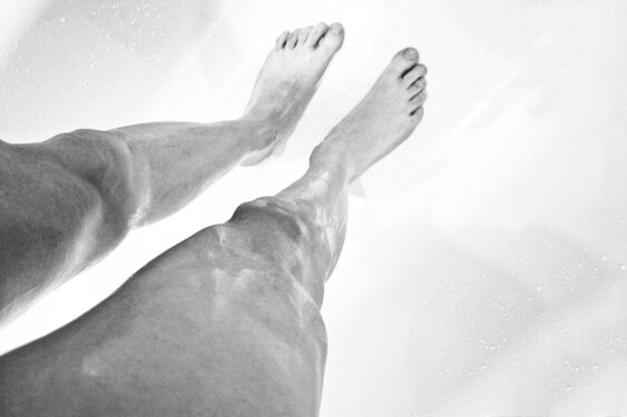 Shaved legs in shower