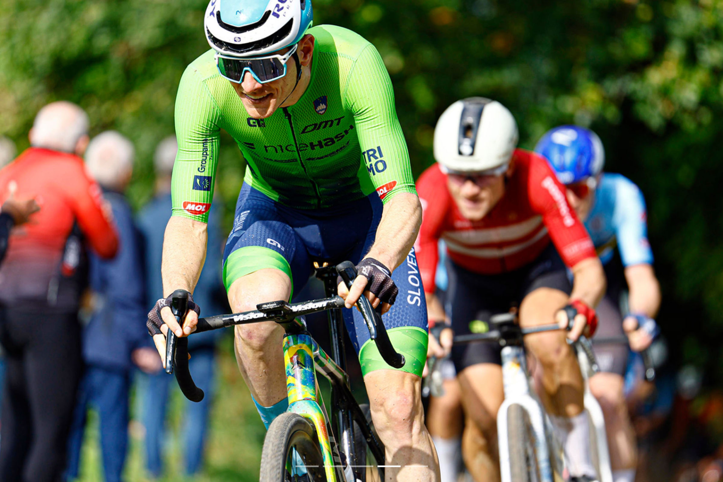 Matej Mohoric riding unreleased Merida gravel bike at the 2025 UCI gravel world championships