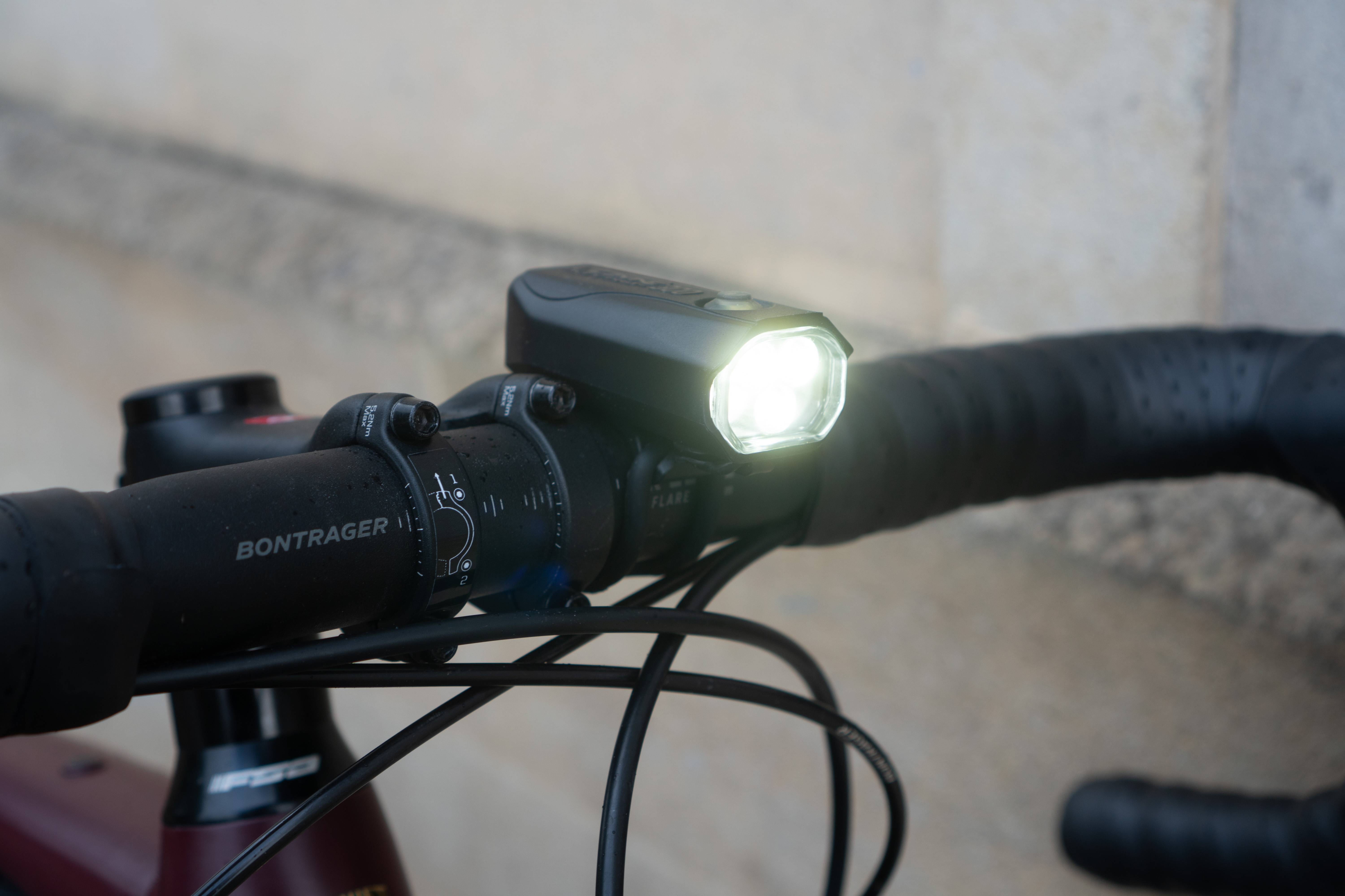 Lezyne KTV Drive Pro 300+ front light installed on a handlebar