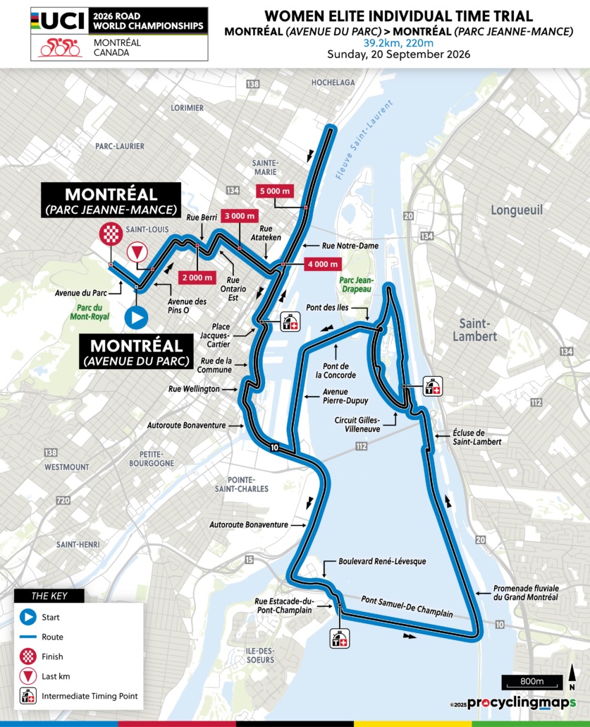 Women's time trial route for UCIN 2026 Road World Championships.