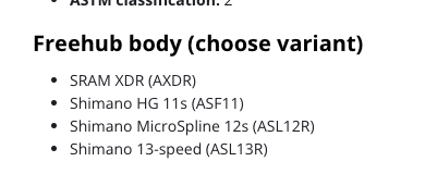Screengrab of DT Swiss freehub body standards.