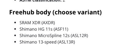 Screengrab of DT Swiss freehub body standards.