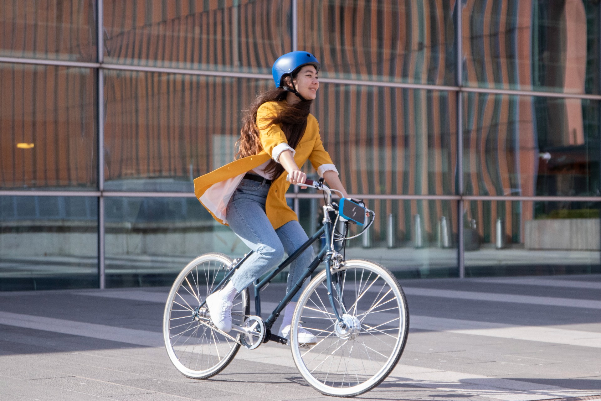 Swytch eBike Conversion Kit - Action Shot of Lady Riding Swytch Bike Swytch eBike Conversion Kit - Action Shot of Lady Riding Swytch Bike