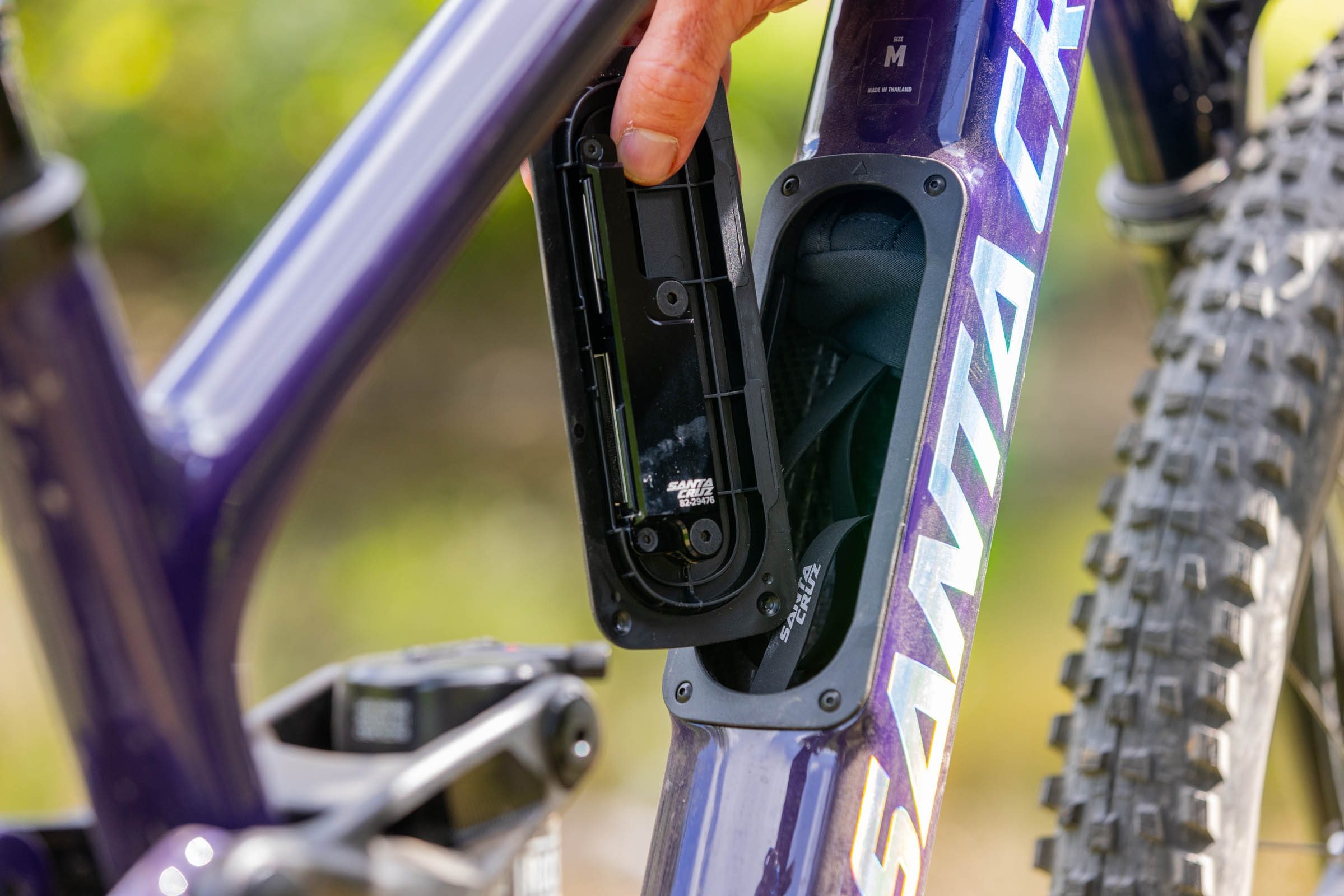 Santa Cruz Tallboy Glovebox V2 frame storage.