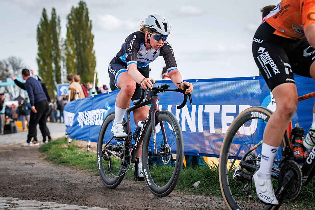 ABTWILL, SWITZERLAND - JUNE 18: Kerry Jonker of South Africa and Team Coop-Hitec Products sprints during the 3rd Tour de Suisse Women 2023, Stage 2 a 25.7km individual time trial from St. Gallen to Abtwil / #UCIWWT / on June 18, 2023 in Abtwil, Switzerland. (Photo by Dario Belingheri/Getty Images)