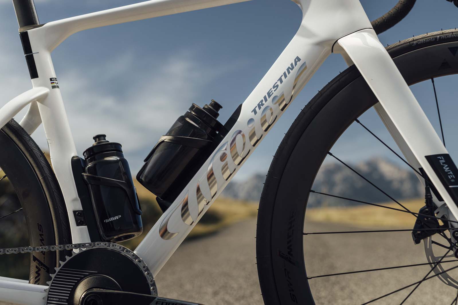 Wilier Triestina Filante SL ID2 downtube and bottle cages.