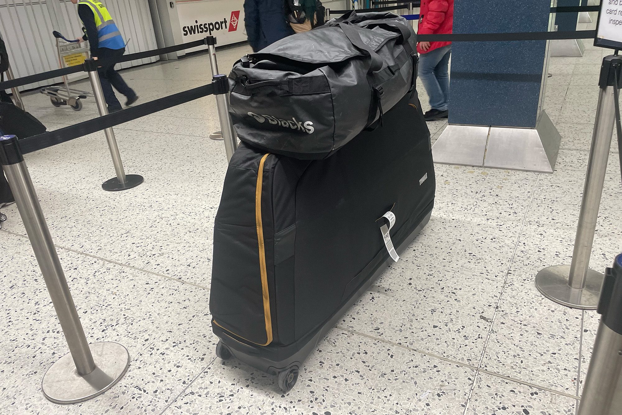 Bike box and bag at airport