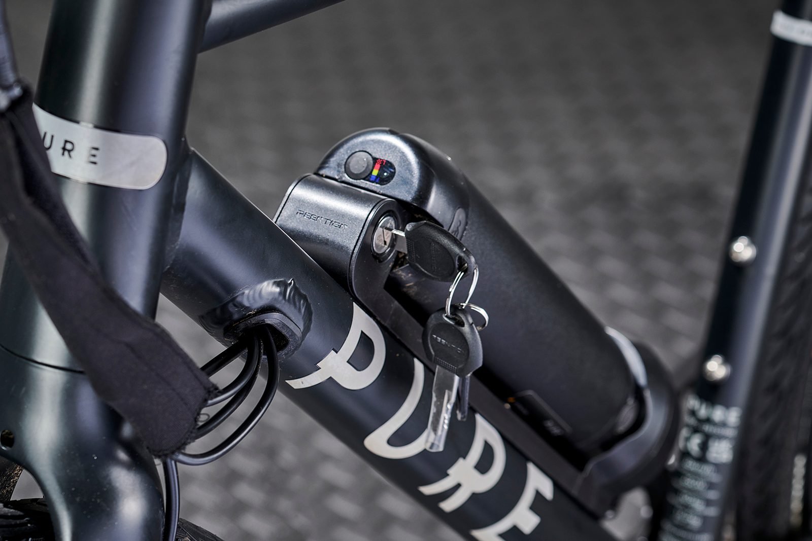 Battery on the Pure Electric Flux One eBike