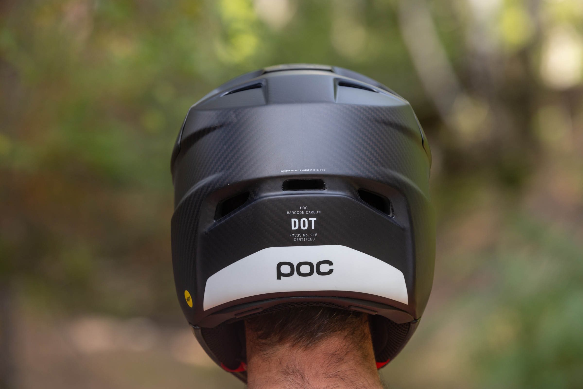 POC Barocon Carbon full-face helmet rear view.