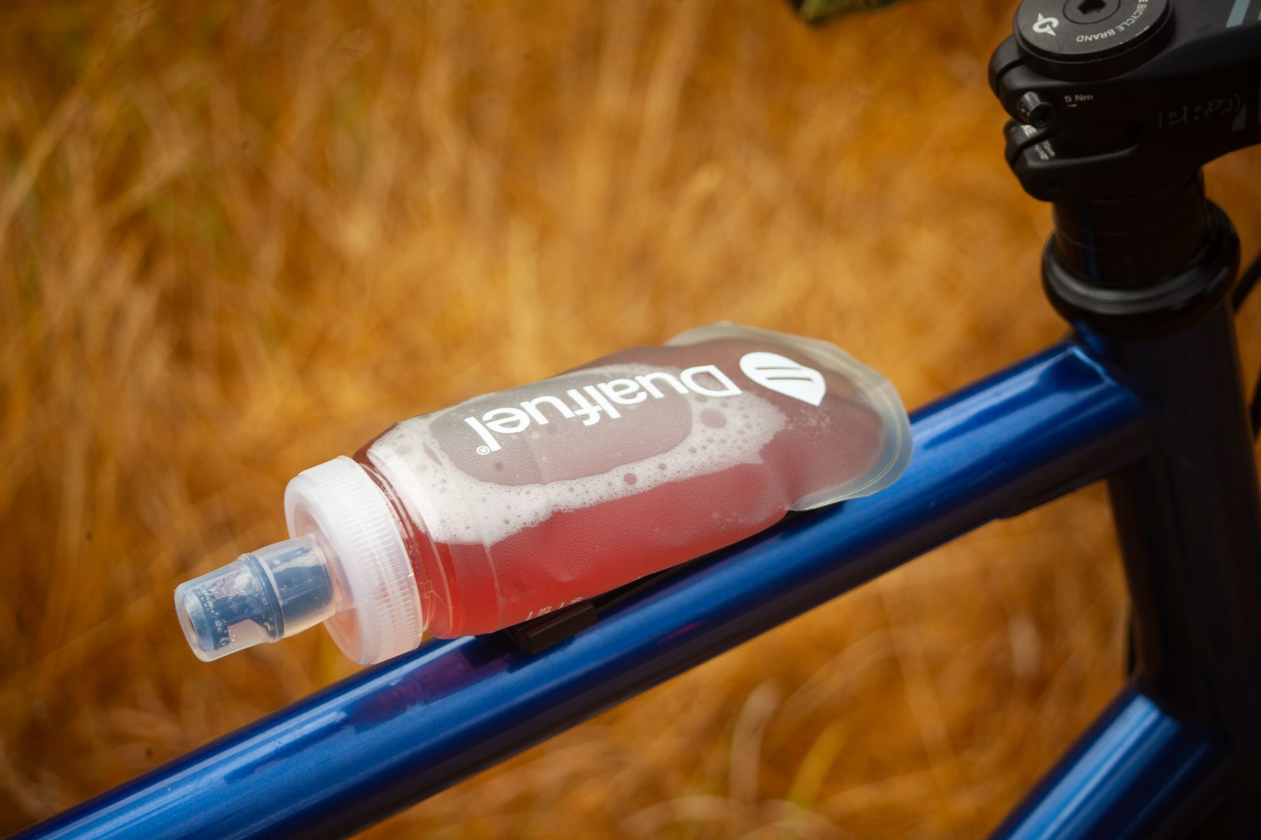 The Dual Fuel pouch has a quick release mount for your bike.