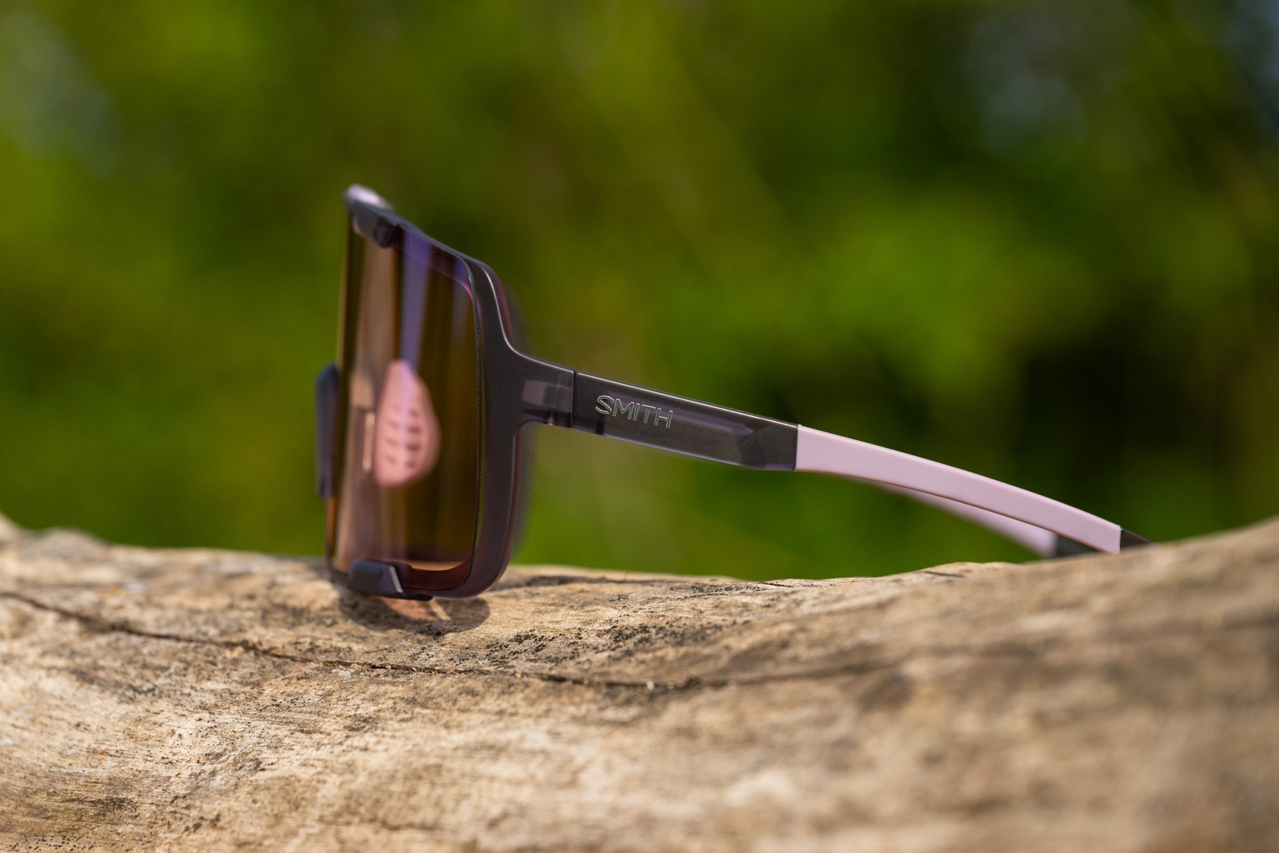 Smith Syncline glasses shot from the side to show their curvature and depth.