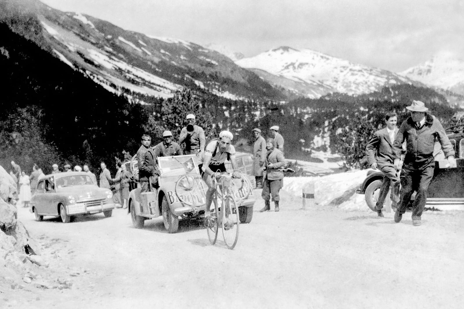 3/6/1951 Giro D'Italia 1951. Stage 19 - Bolzano to St Moritz. Fausto Coppi.