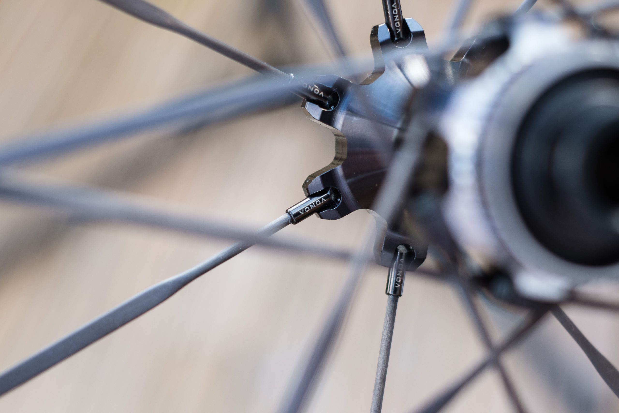 Vonoa carbon spokes on Shimano Dura-Ace WH-R9370 wheels