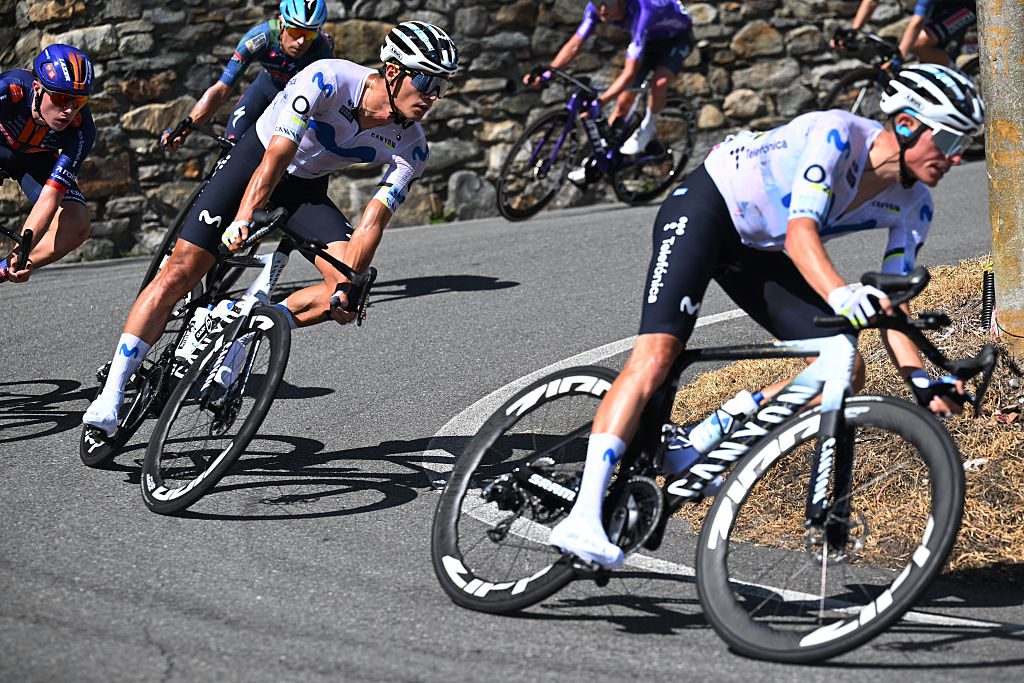 Movistar riders on Canyon road bikes.
