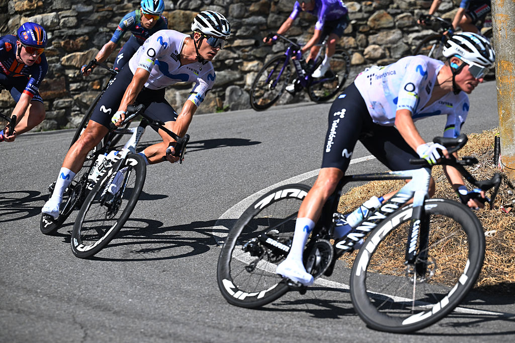 Movistar riders on Canyon road bikes.
