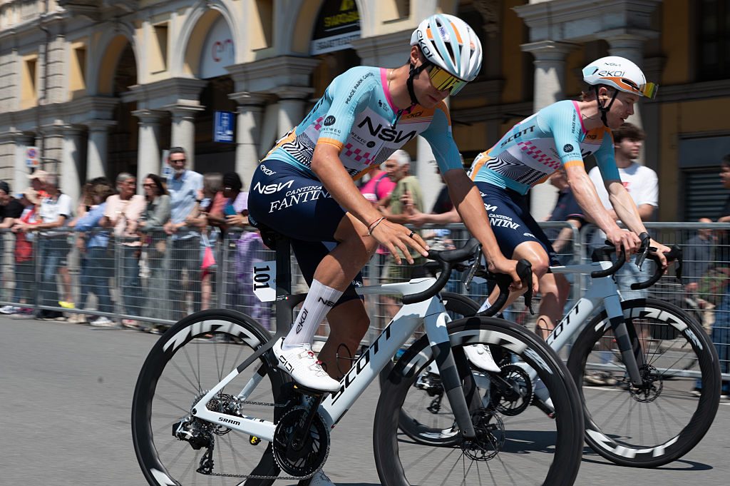NSN Cycling Team rider on Scott Foil road bike.