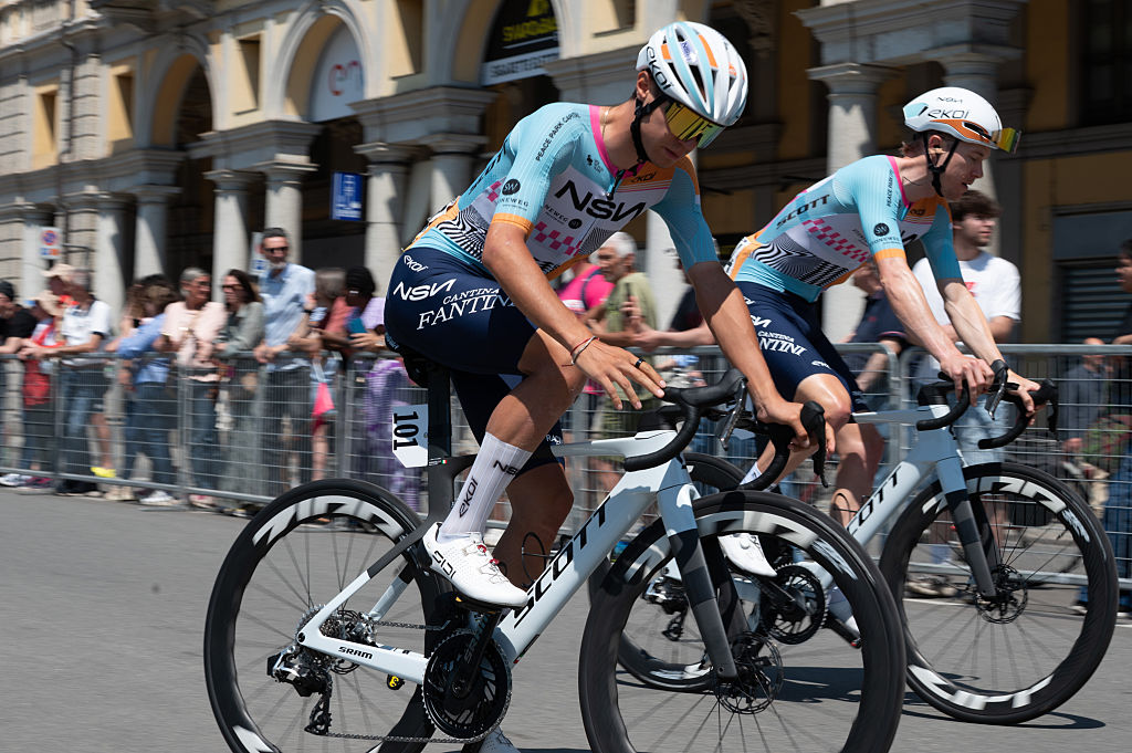 NSN Cycling Team rider on Scott Foil road bike.