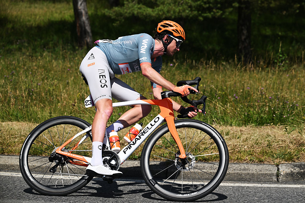 Netcompany Ineos rider on Pinarello Dogma road bike.
