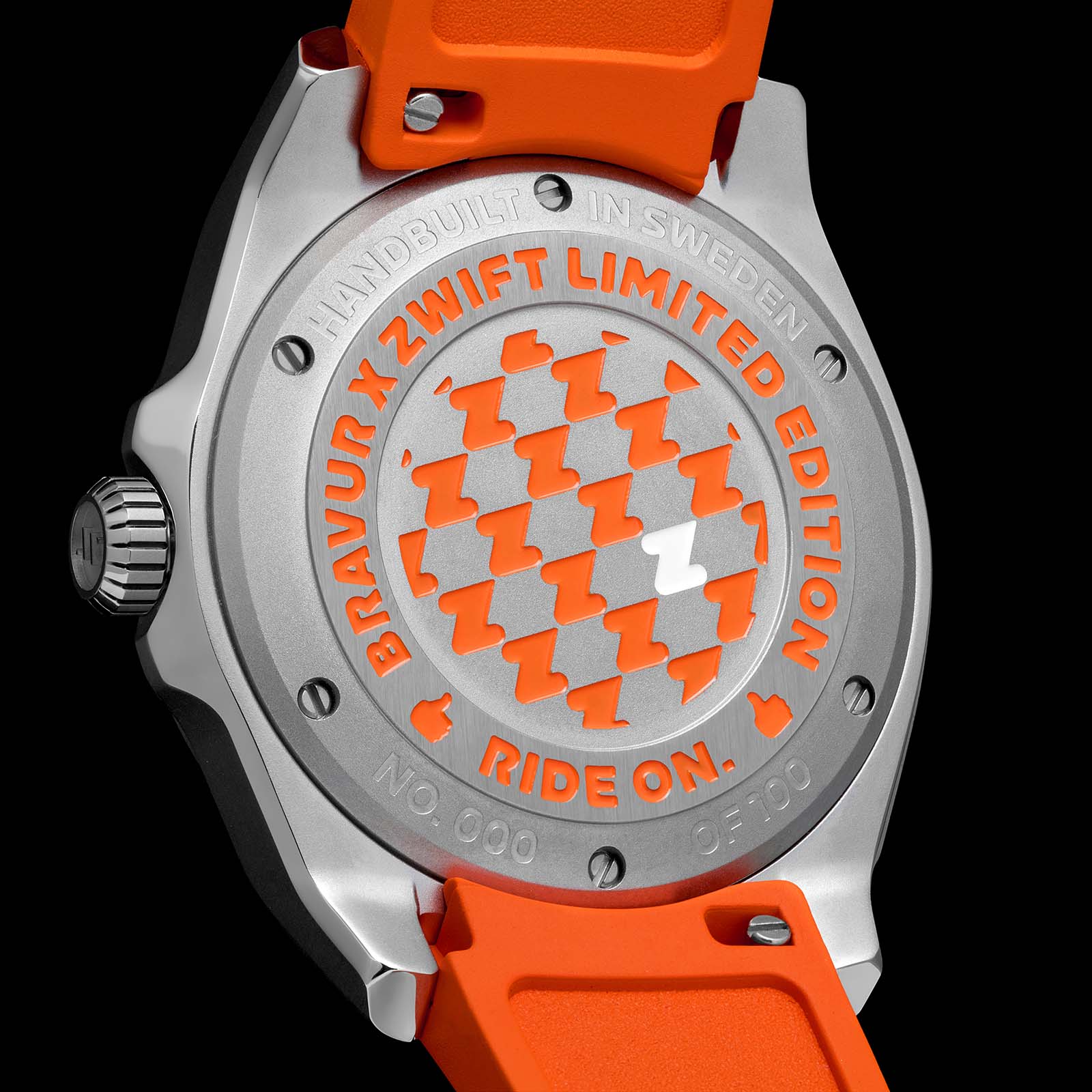 Zwift x Bravur watch caseback.
