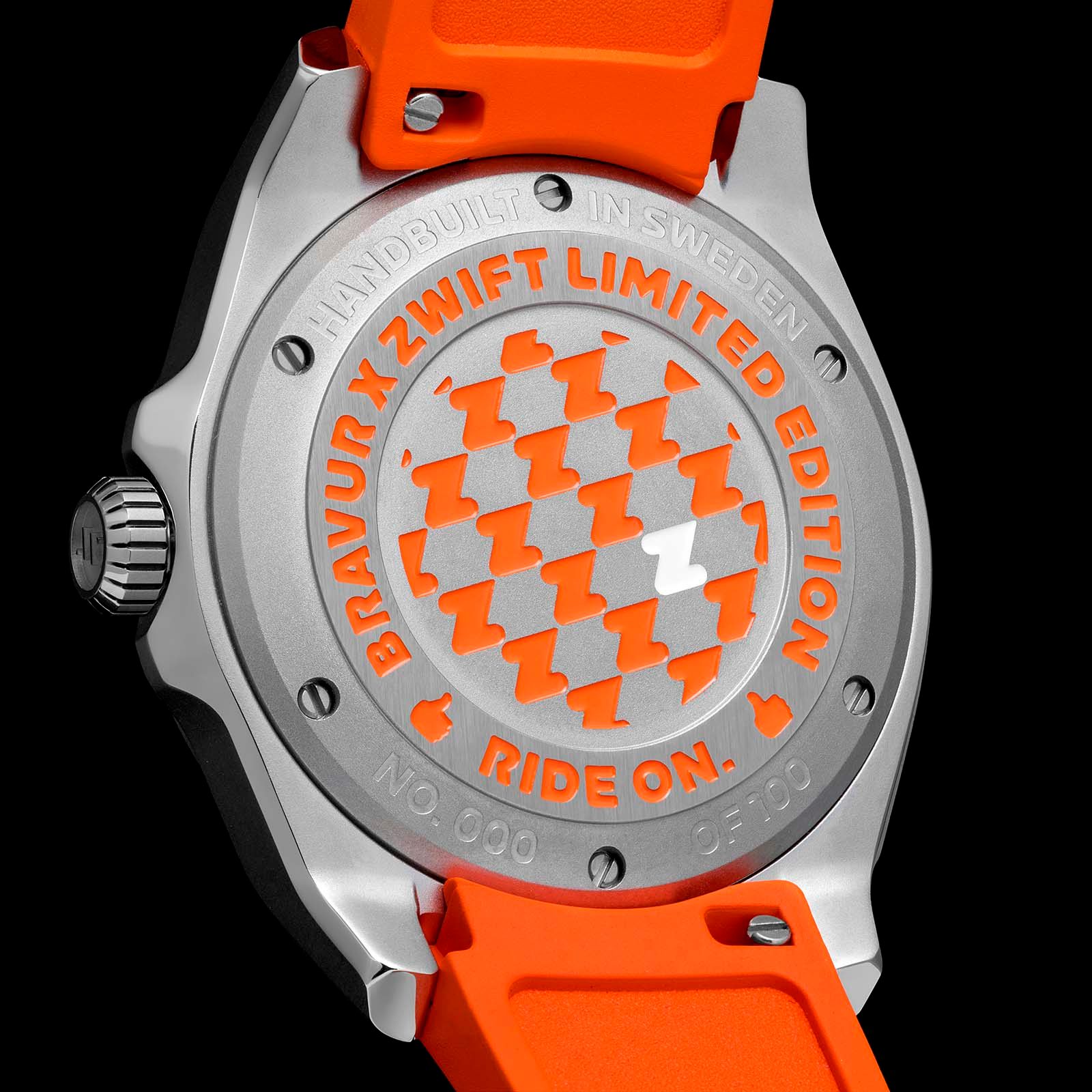 Zwift x Bravur watch caseback.