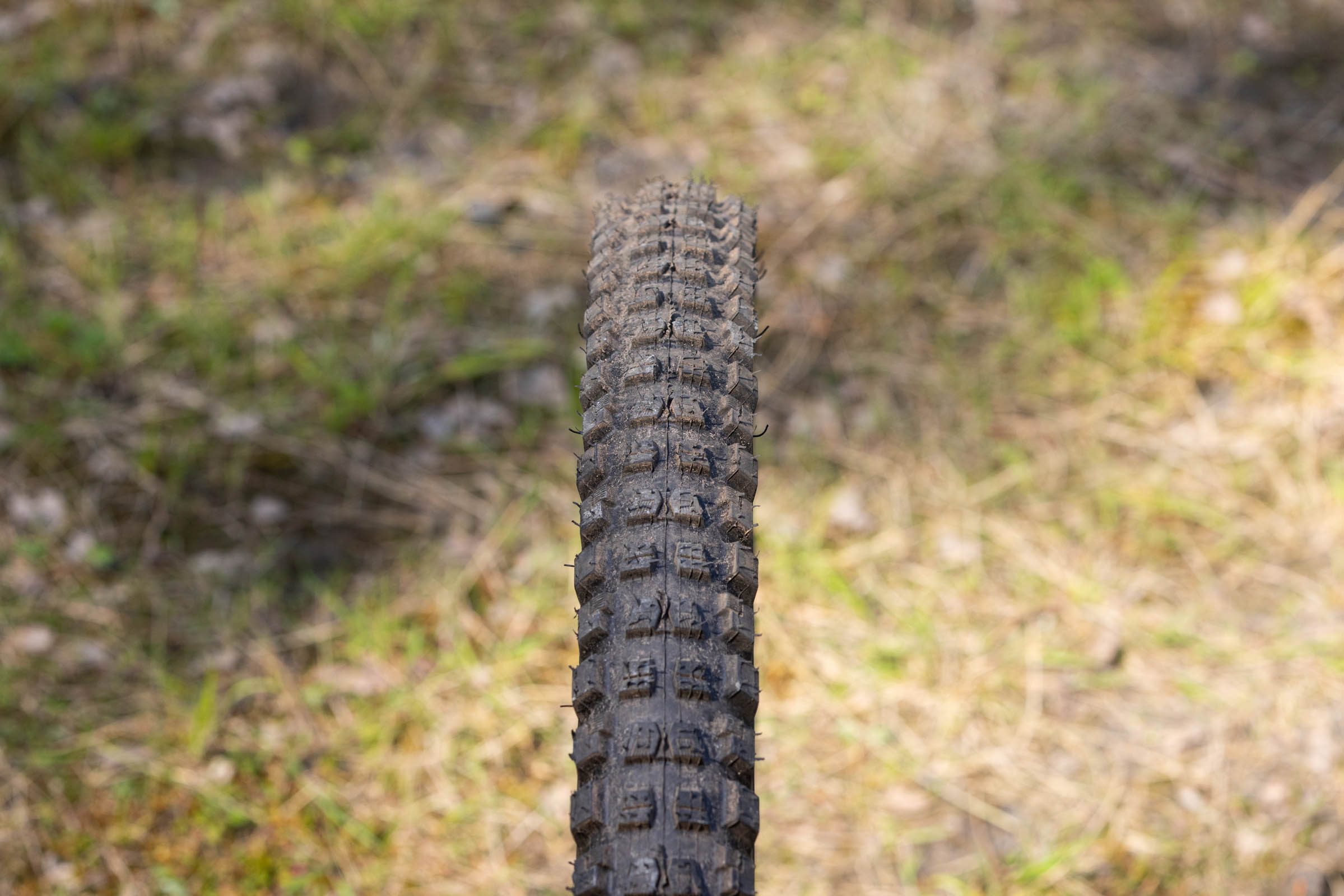 Top-down view of a Specialized Butcher Grid Gravity Radial T9 mountain bike tyre showing its tread pattern.