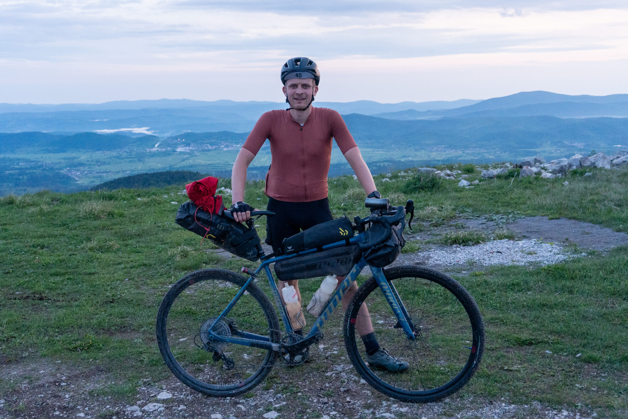 Oscar Huckle at the top of Checkpoint 1 
