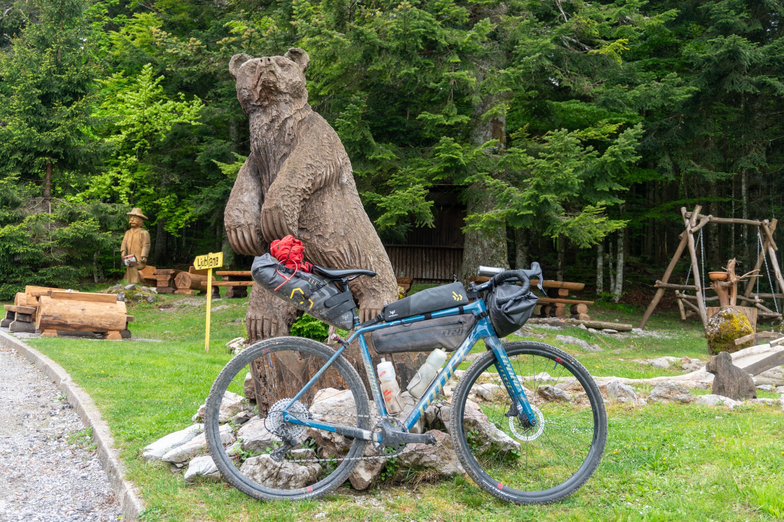 Niner RLT 9 RDO against a brown bear statue