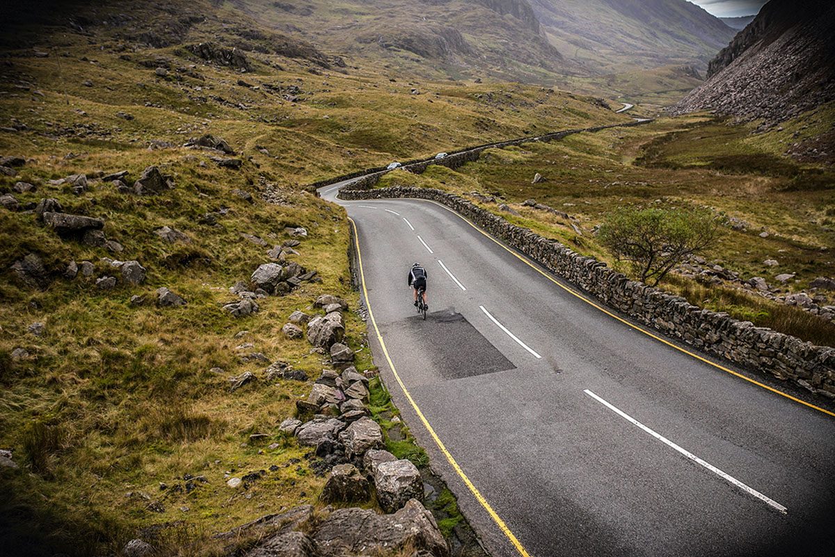 Cyclist riding the ‘Welsh Camino’ Holywell to Bardsey Island cycle route