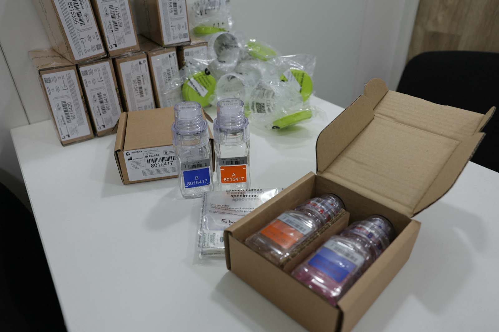 An anti-doping testing kit at the 2024 Tour de France.