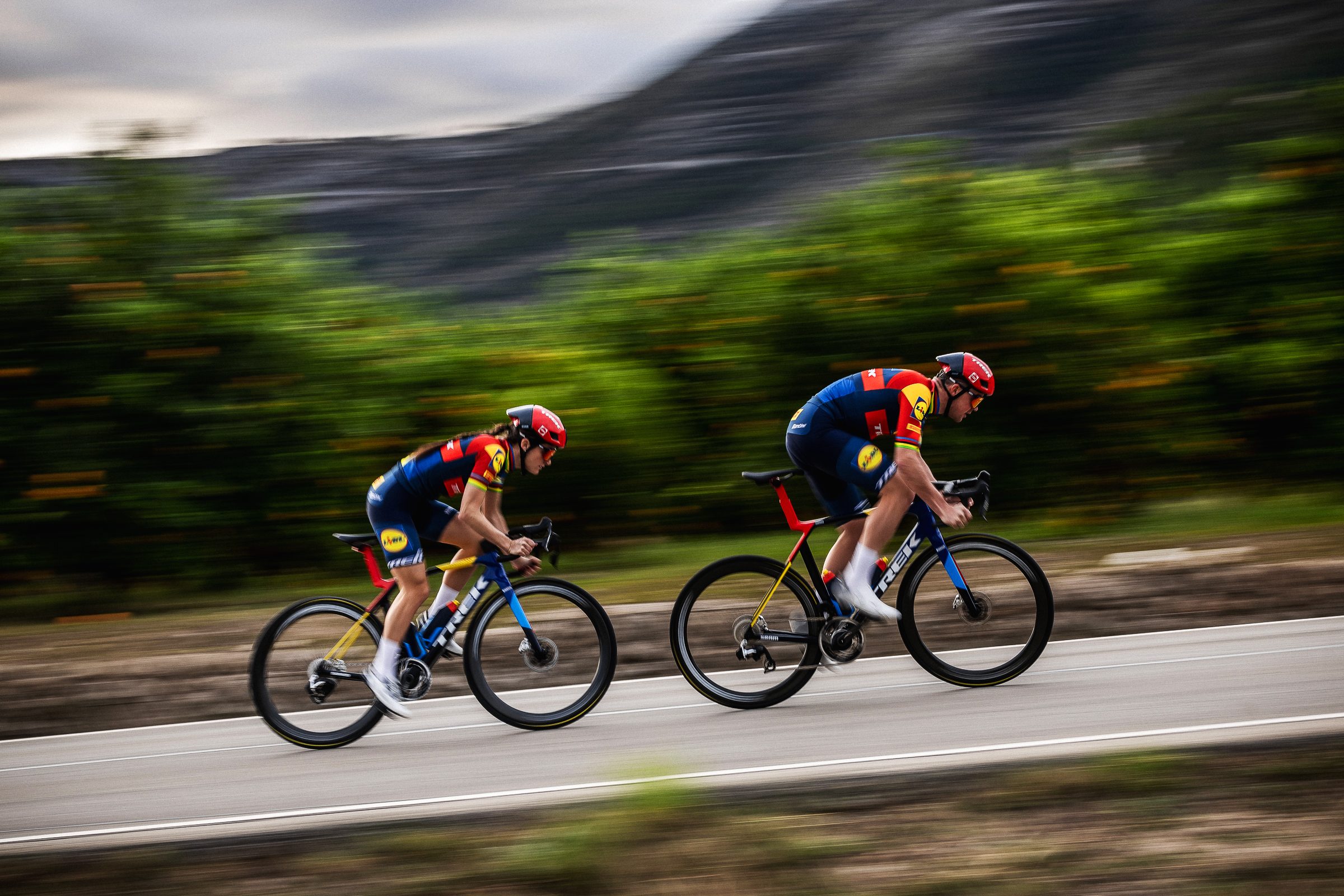 Lidl-Trek riders on the new Madone