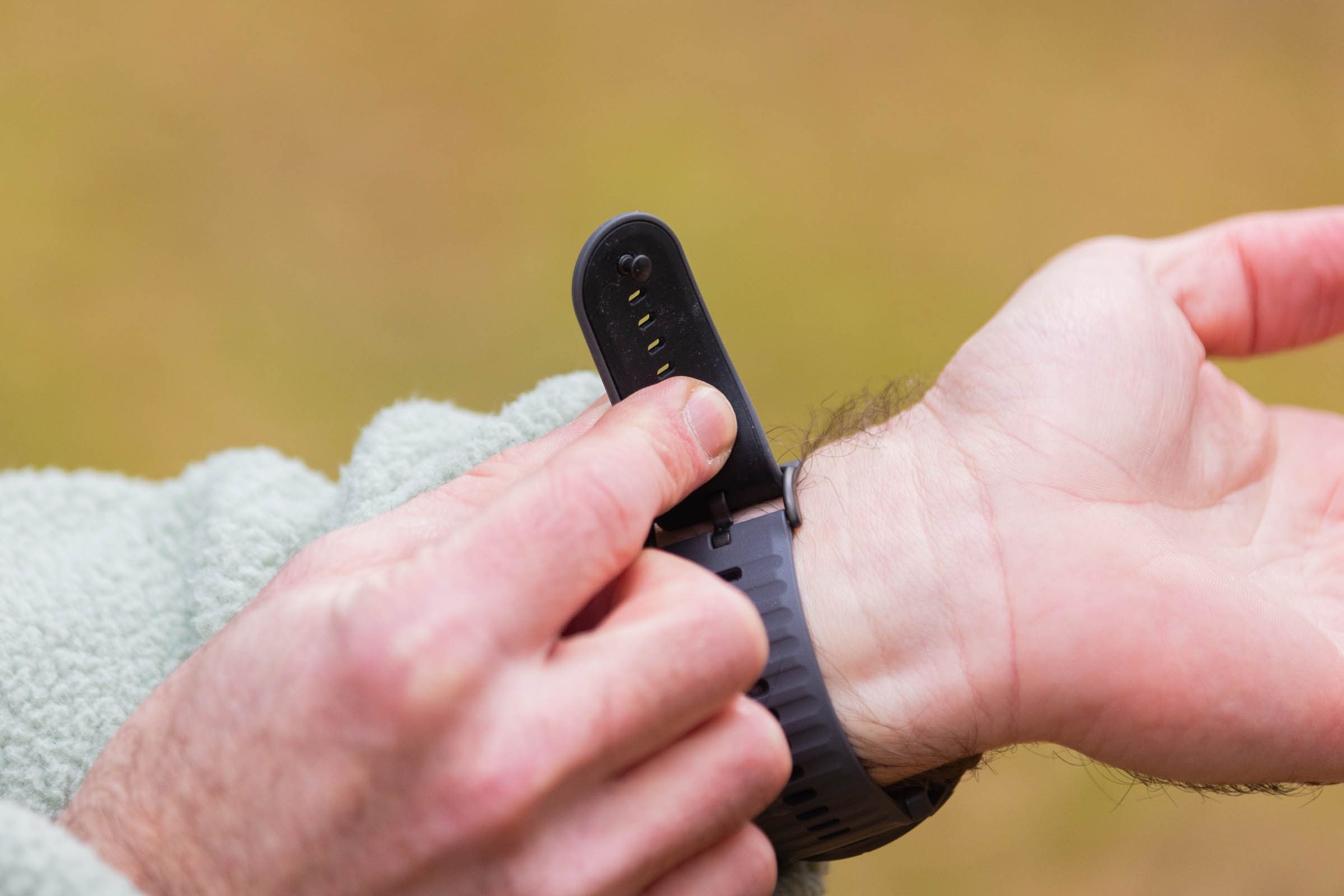 Coros Nomad GPS watch strap with securing stud. 