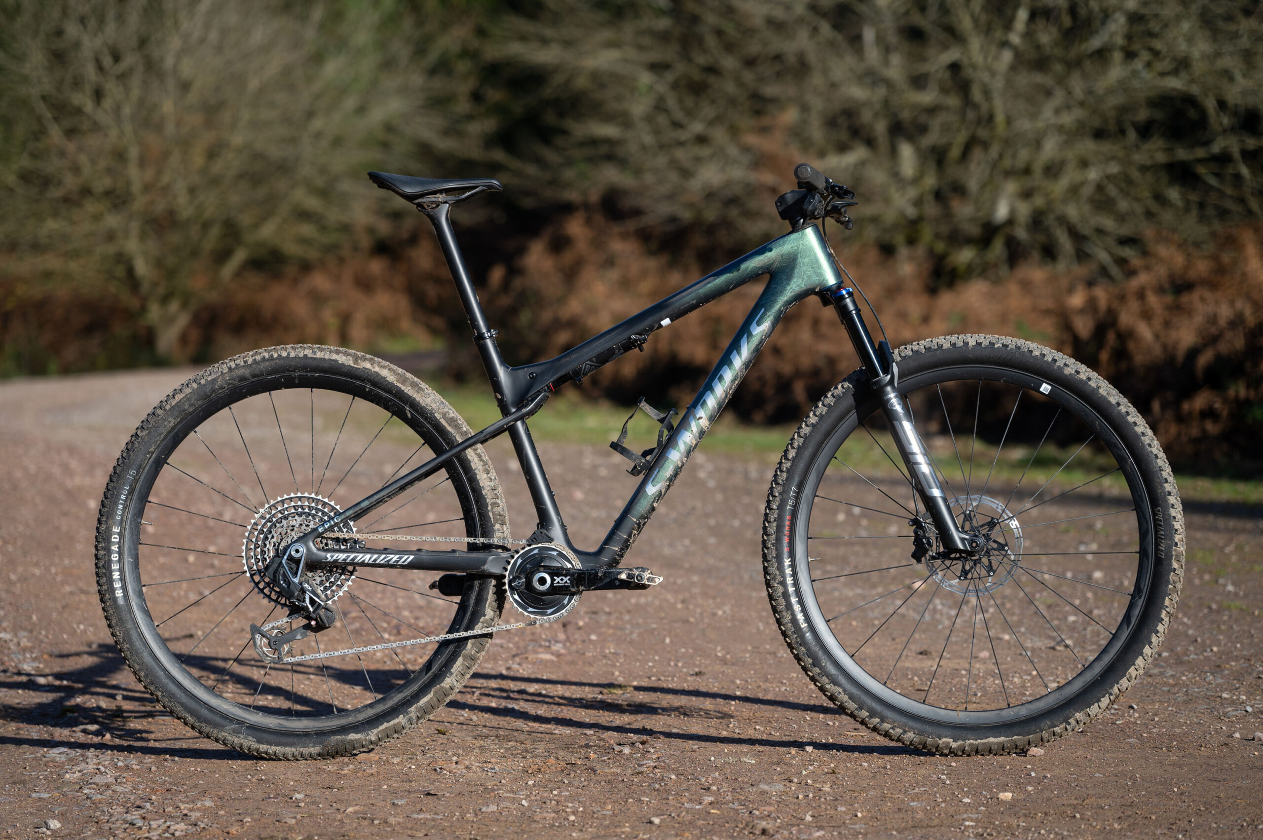 Angled shot of Specialized S-Works Epic World Cup mountain bike