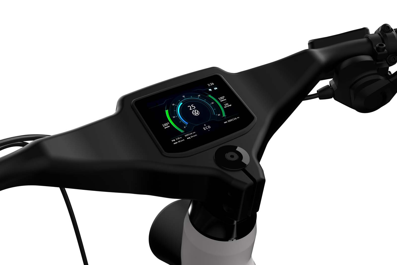 Volkswagen Smart eBike handlebar display.