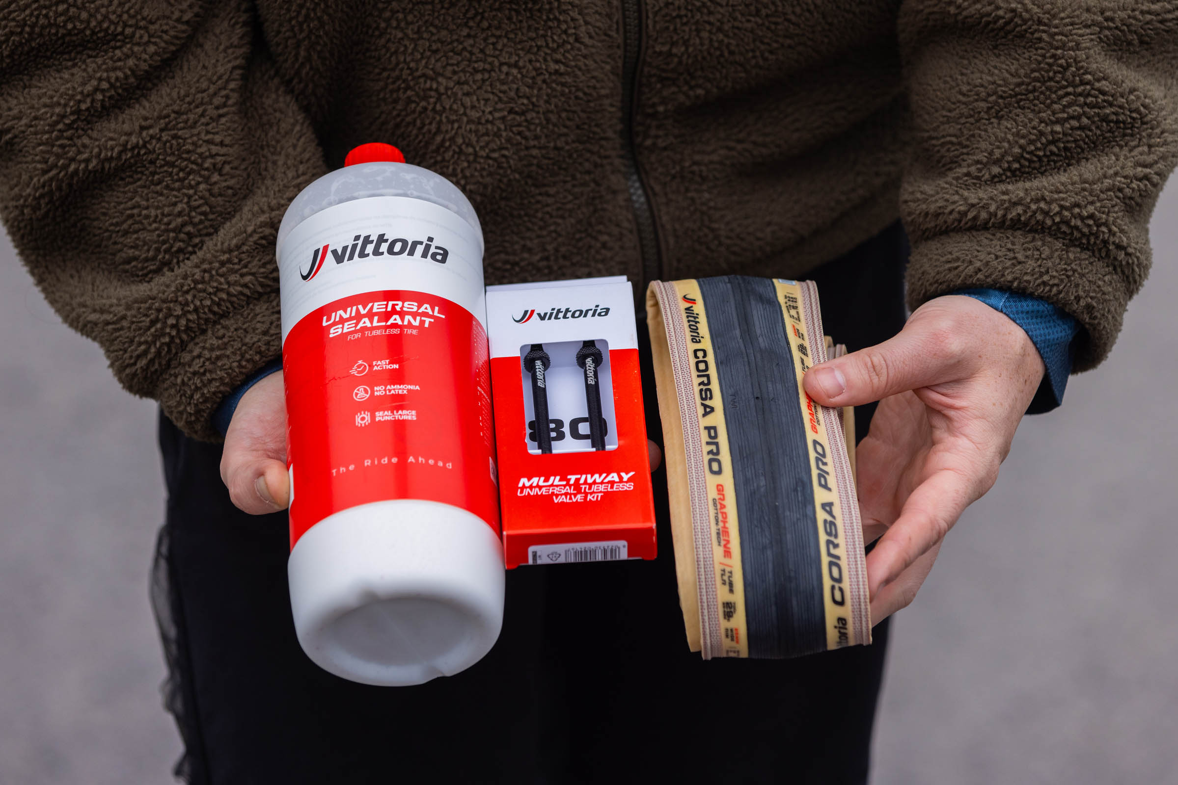 Vittoria Corsa Pro TLR tubeless tyres with valves and sealant