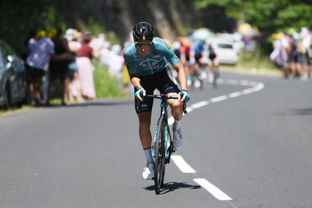 MENDE, FRANCE - JULY 16: Franck Bonnamour of France and Team B&B Hotels P/B KTM attacks in the breakaway during the 109th Tour de France 2022, Stage 14 a 192,5km stage from Saint-Etienne to Mende 1009m / #TDF2022 / #WorldTour / on July 16, 2022 in Mende, France. (Photo by Alex Broadway/Getty Images)