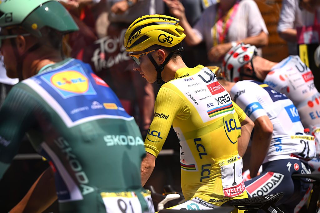 Tadej Pogacar in yellow at the TDF 2025