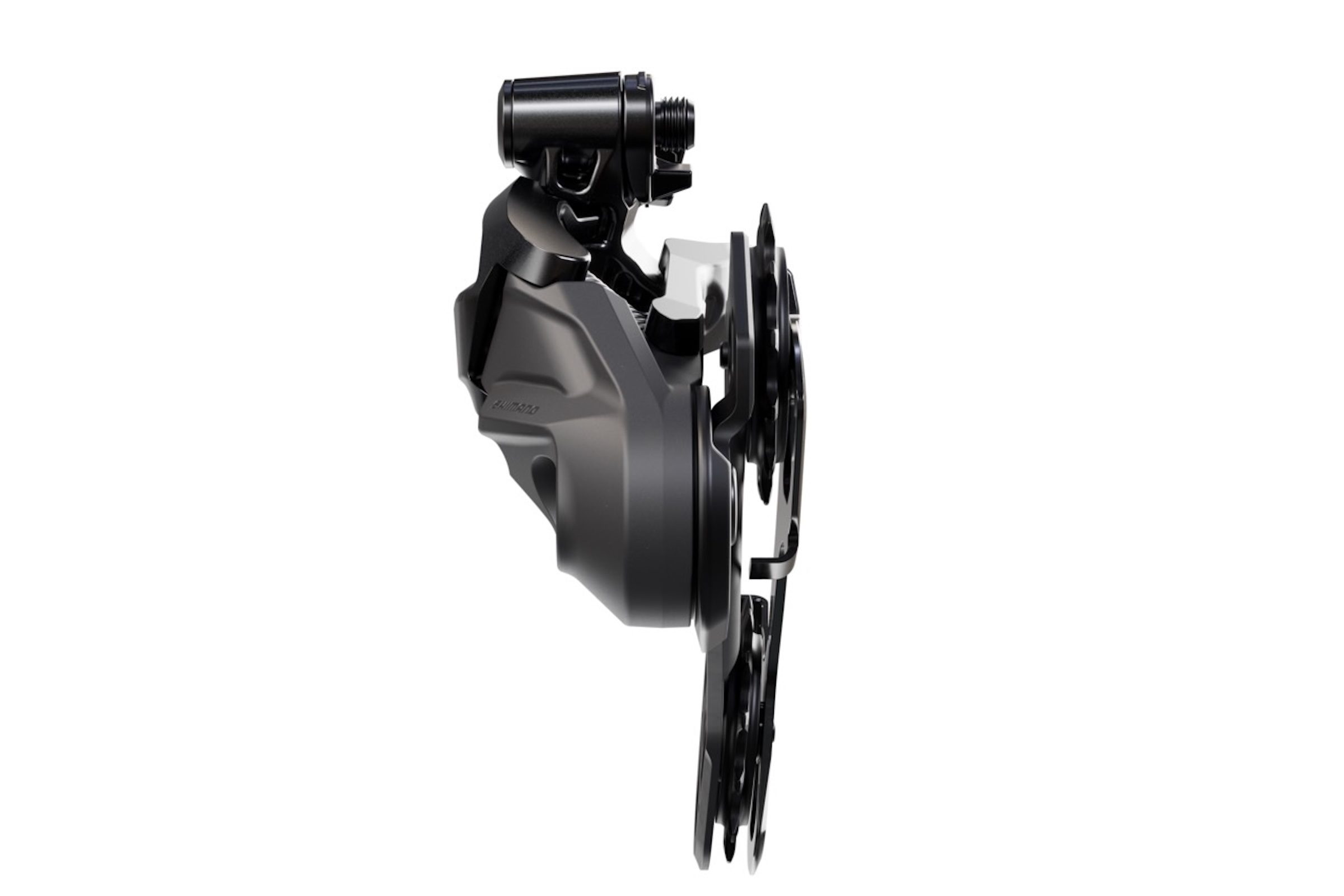 Side profile product image of a Shimano Deore XT M8230 rear derailleur.