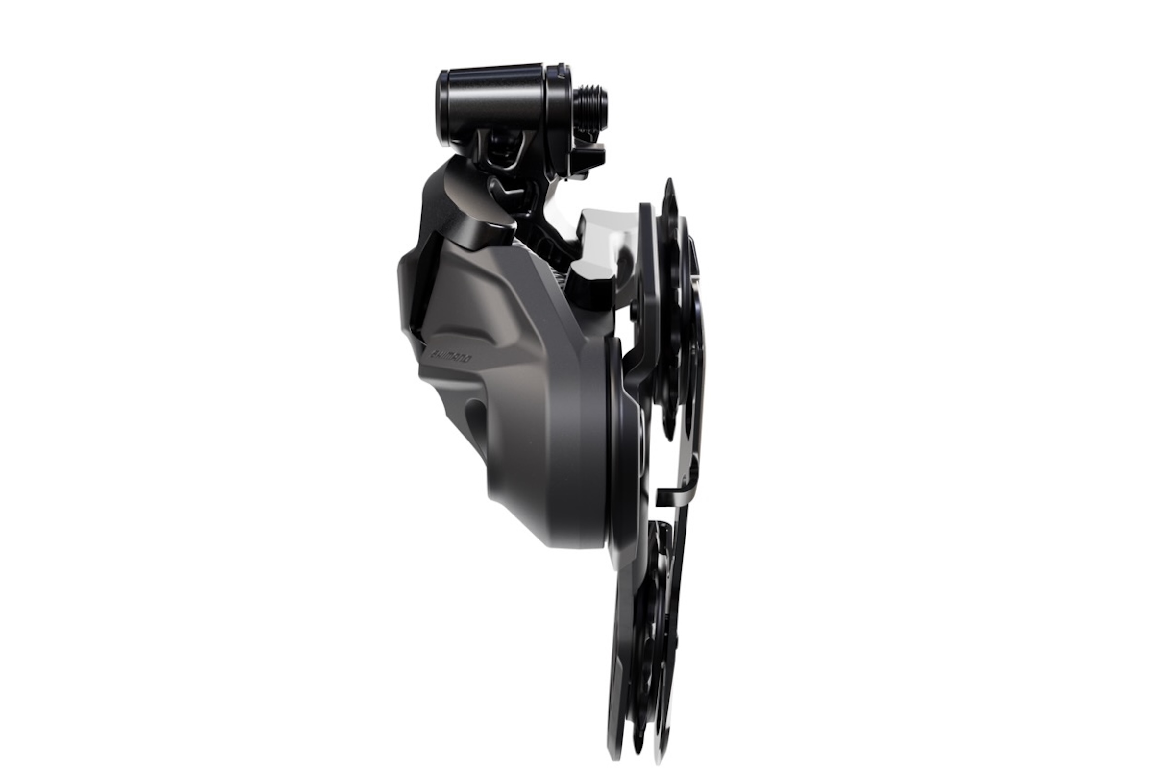 Side profile product image of a Shimano Deore XT M8230 rear derailleur.