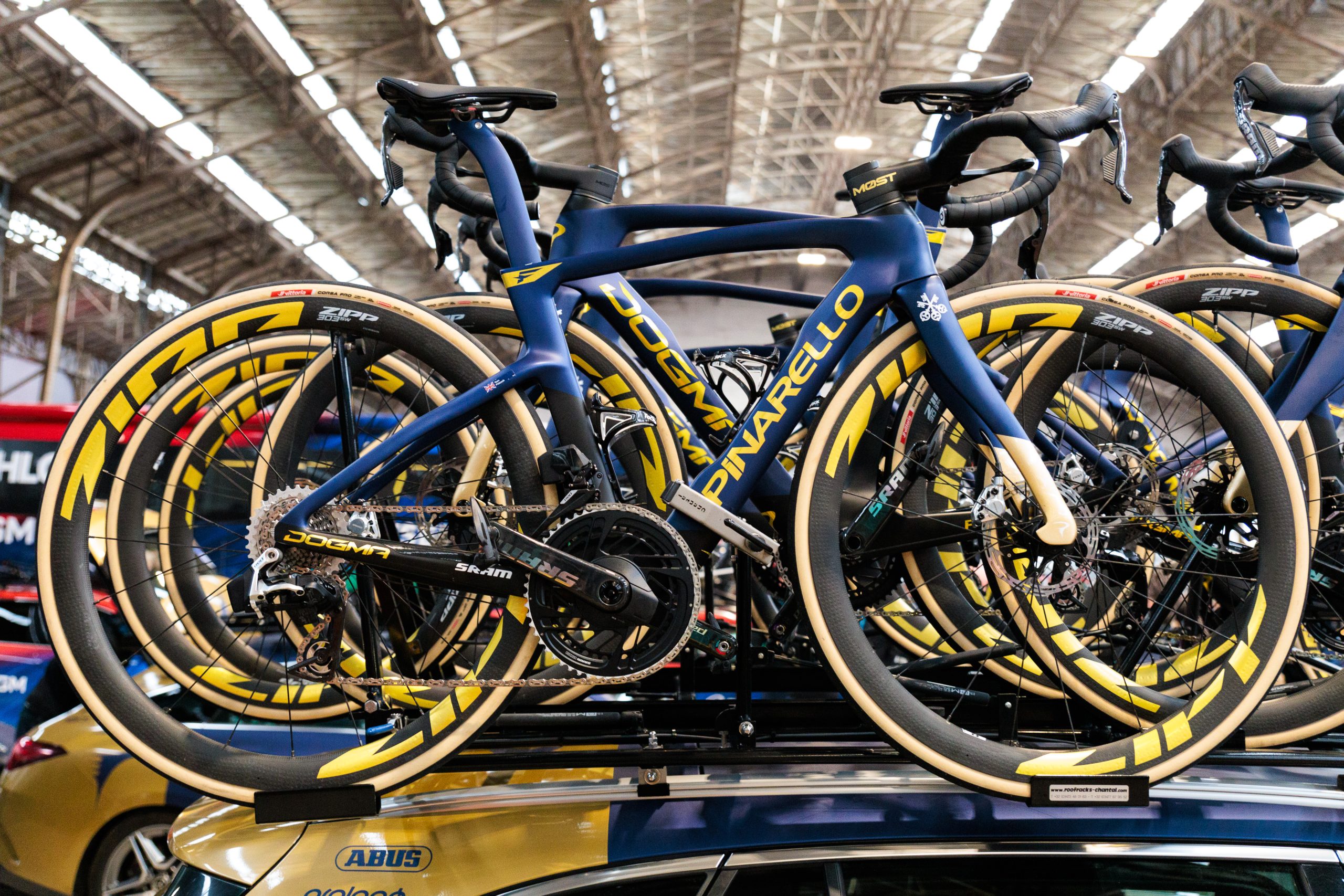 Tom Pidcock Pinarello Dogma F at 2026 Omloop Het Nieuwsblad