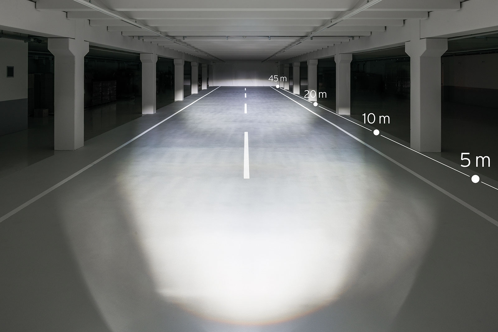 100 LUX LUMOTEC IQ-X Beam – StVZO compliant beam example
