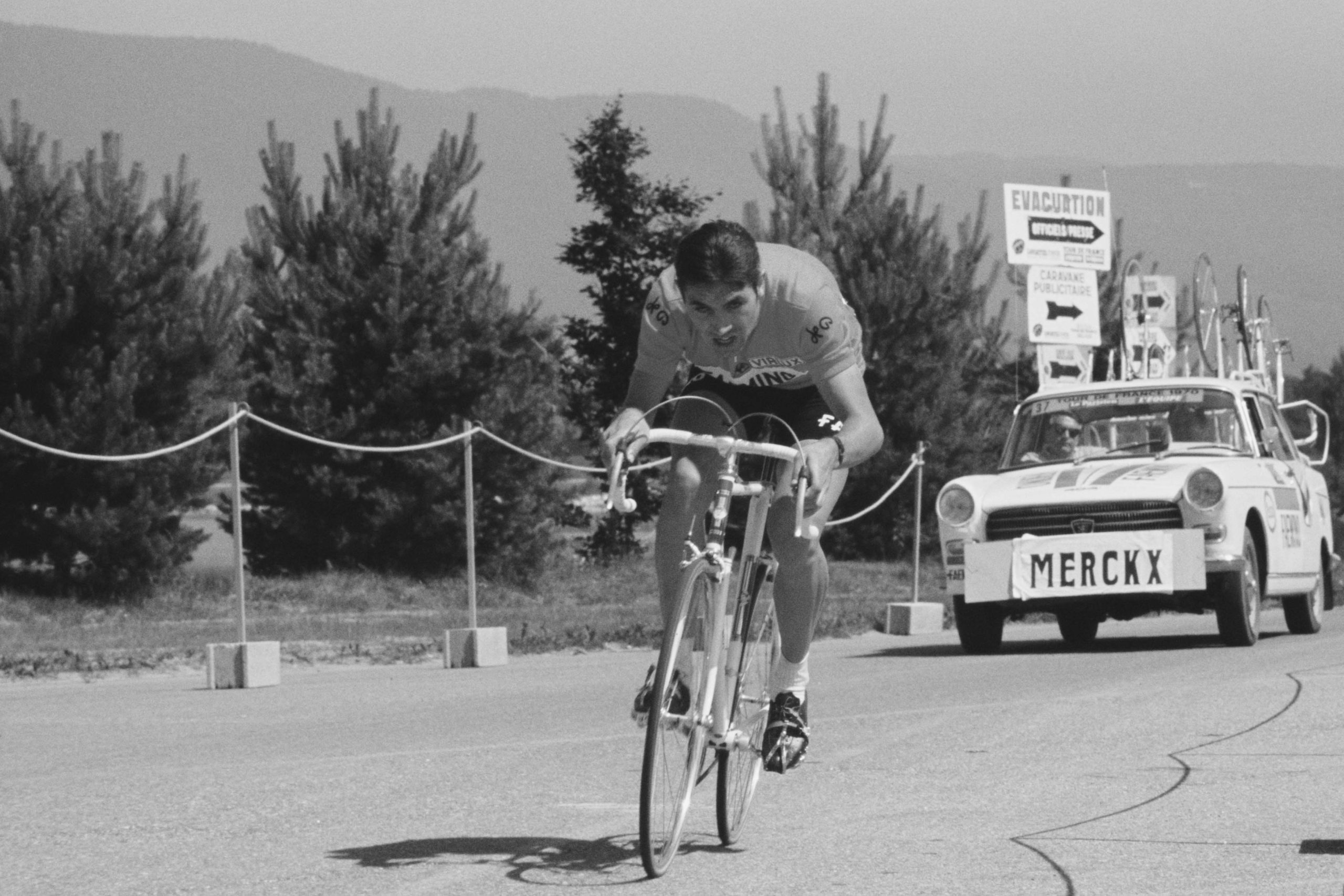 Belgian racing cyclist Eddy Merckx pictured in action during competition for the Faemino-Faema cycling team during an individual time trial stage of the 1970 Tour de France at Divonne-les-Bains in France on 7th July 1970. Eddy Merckx would go on to finish in first place to win the 1970 tour in Paris on 19th July 1970. (Photo by Rolls Press/Popperfoto via Getty Images/Getty Images)