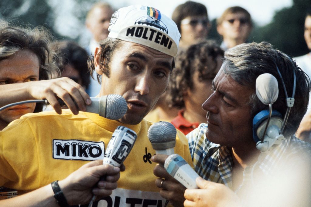 Eddy Merckx wearing the yellow jersey at the 1974 Tour de France