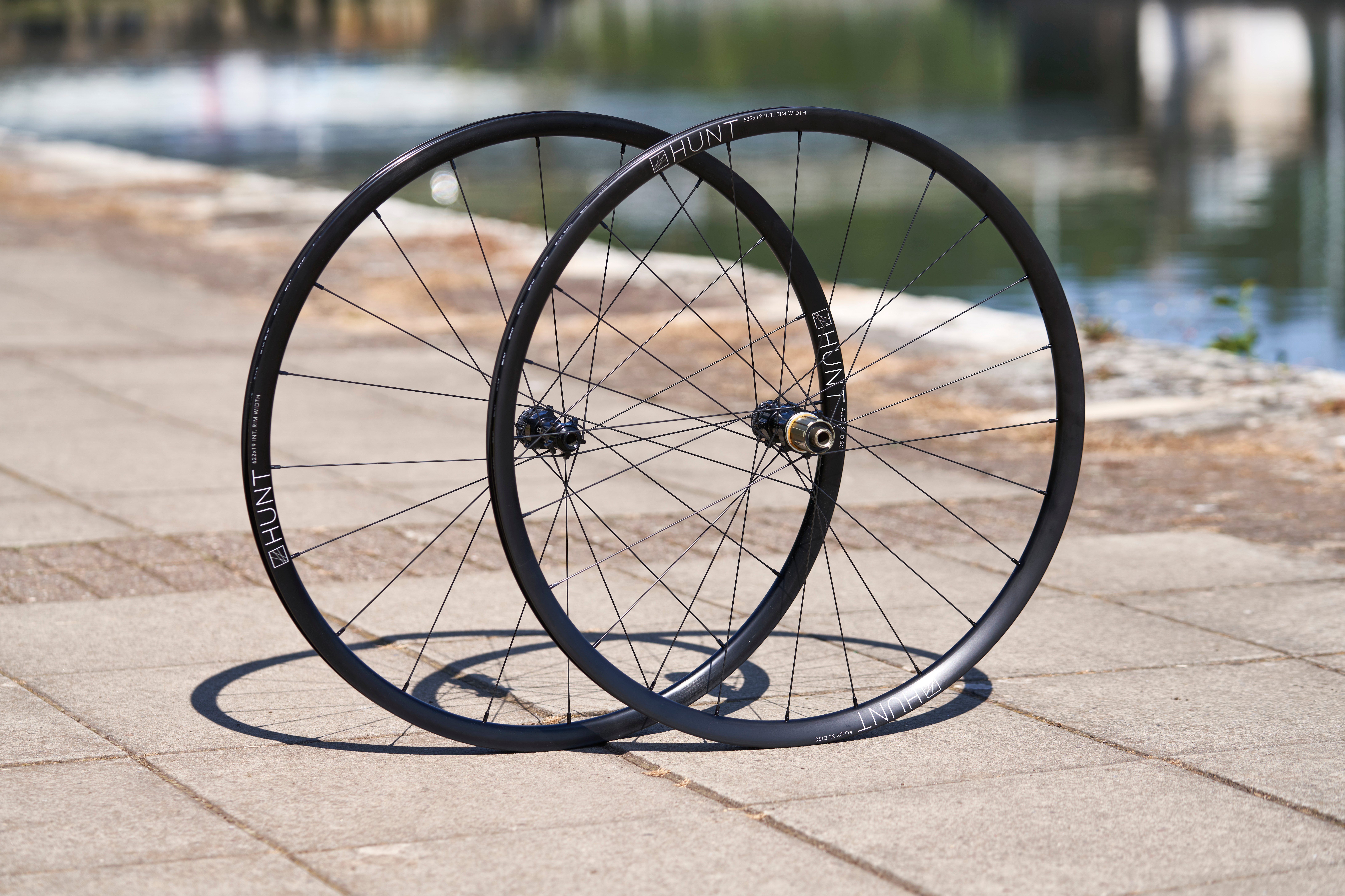 Hunt Alloy SL Disc wheelset Hunt Alloy SL Disc wheelset on a paved surface
