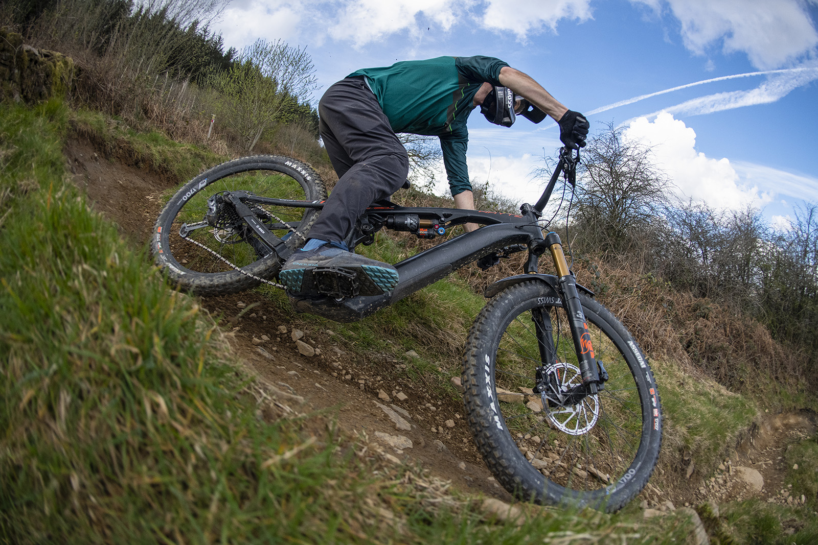 Whyte E-180 RS v3 - 15 Male cyclist riding the Whyte E-180 RS v3 full suspension eMTB