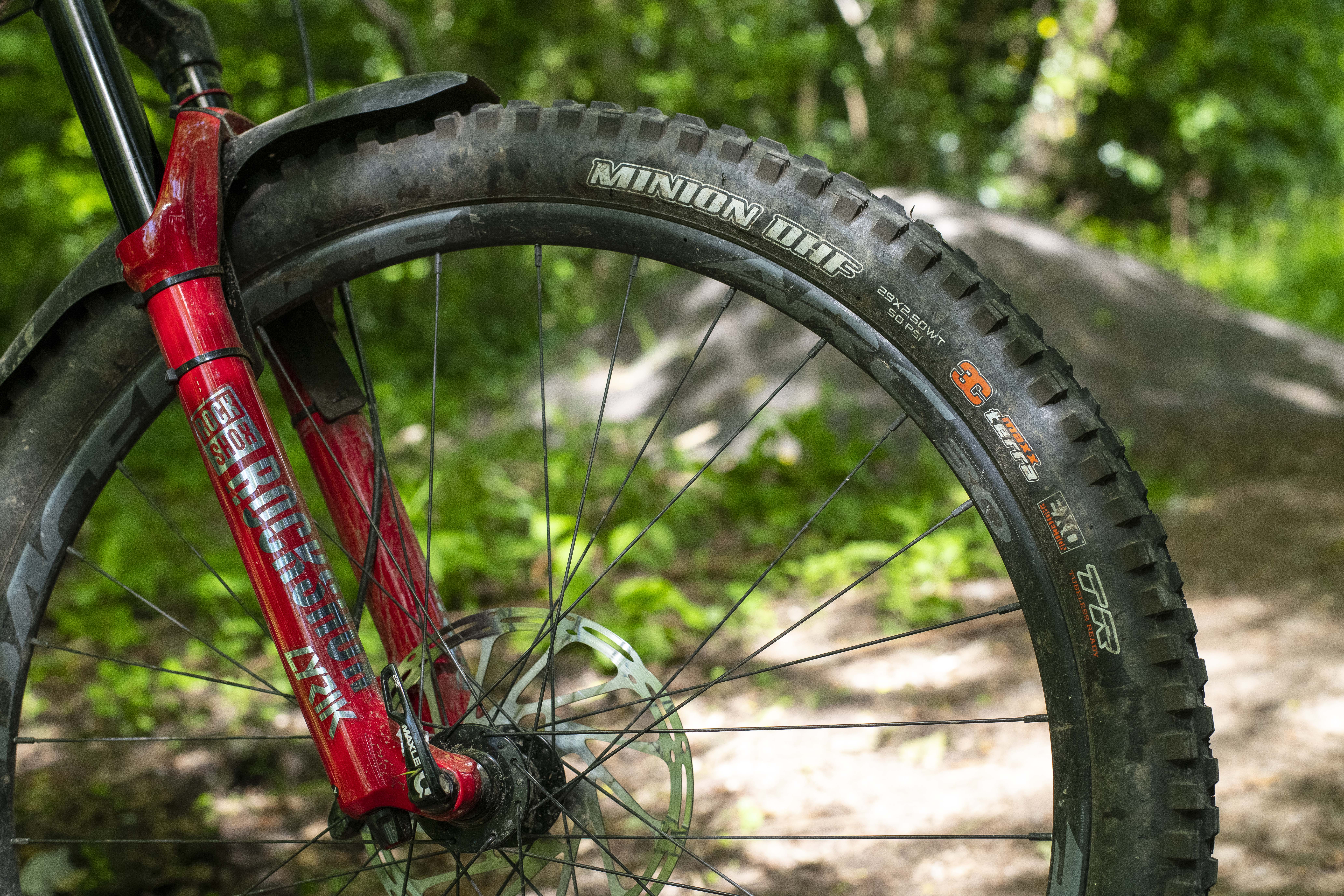 Orange Stage 6 Maxxis Minion DHF mountain bike tyre
